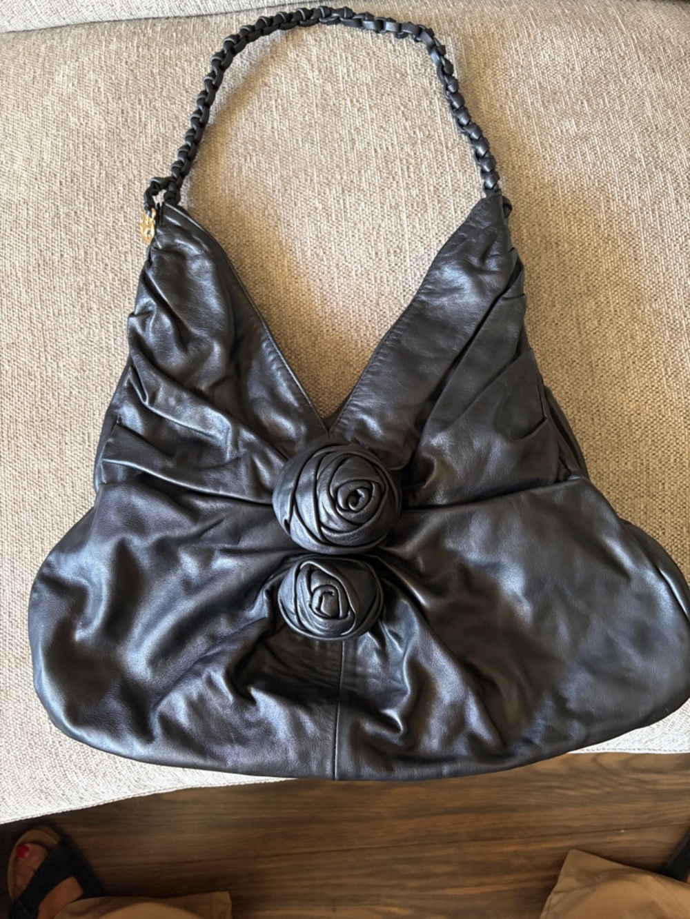 Vintage DKNY Black Rose Motiff Shoulder Bag